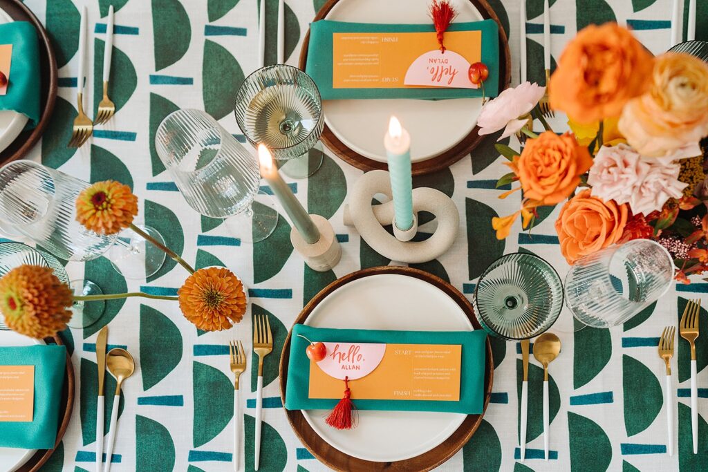wes anderson style wedding tablescape